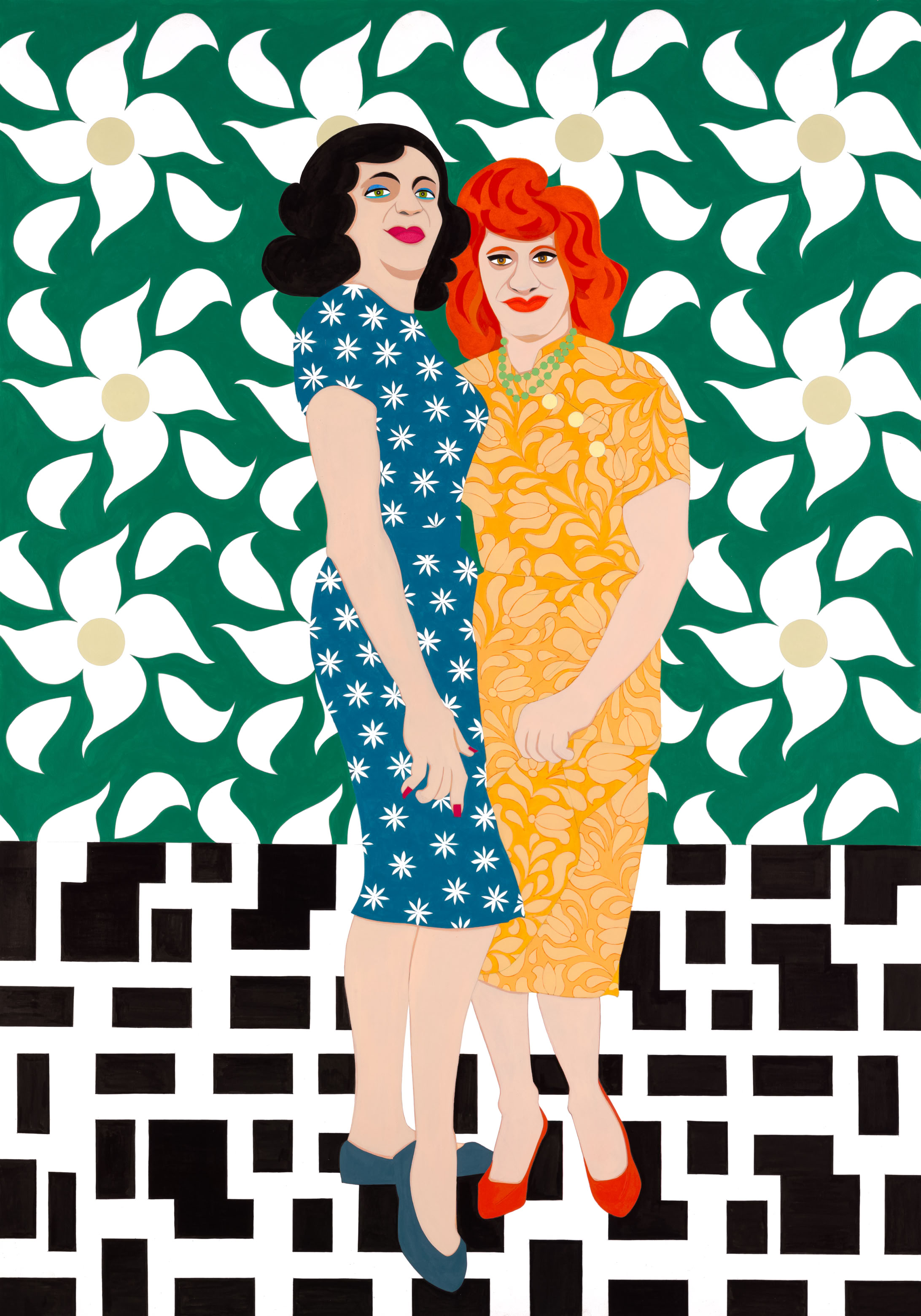 A Mixed media art portrait of a man dressed as a woman. Jane explores the world of cross-dressing with tender paintings of some of the many extraordinary souls she’s worked with over the years.